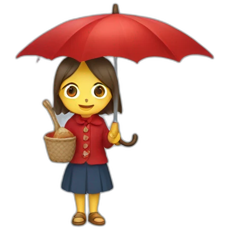 Caperucita roja con un paraguas emoji