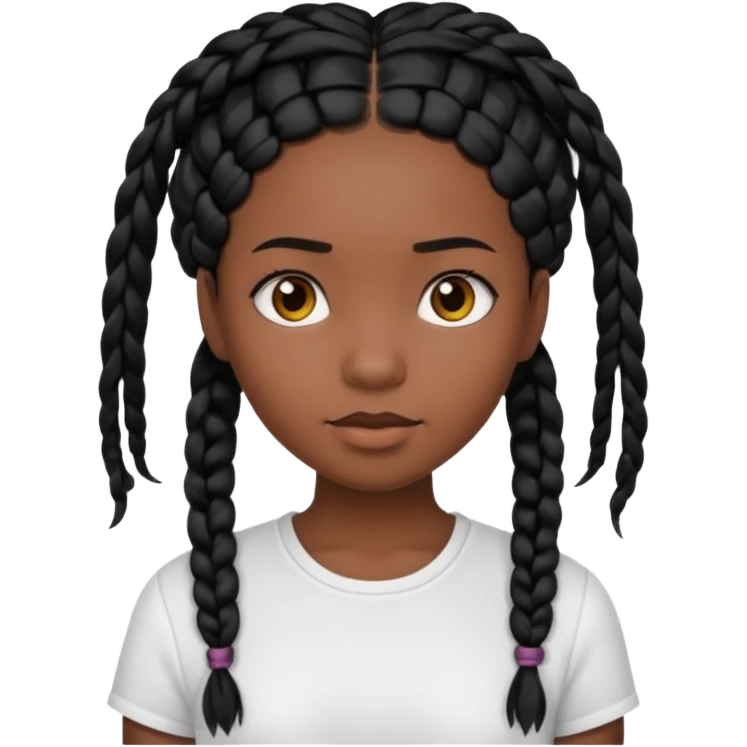 dark, black girl with black braids emoji