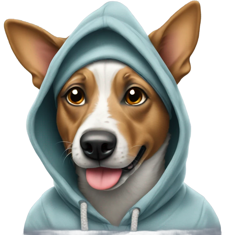 Cattle dog wearing a hoodie emoji
