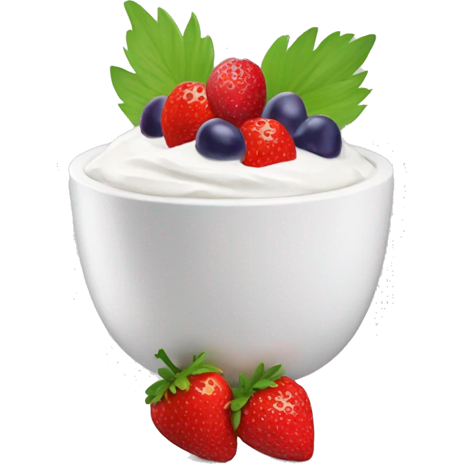 fruit yogurt bowl with strawberries and grapes emoji