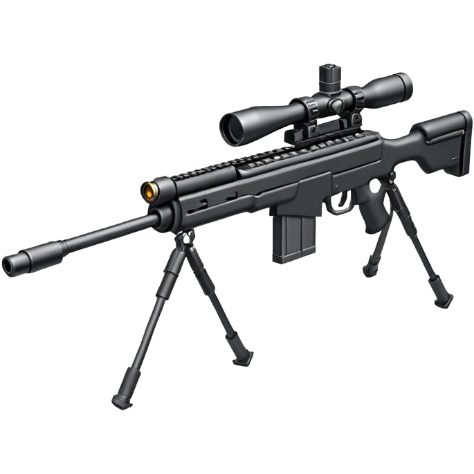 Mini ICBM launching lightweight sniper rifle wire stock, extended mag, assassin, bipod, laser emoji