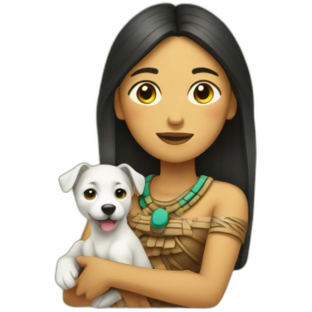Yucatec Maya woman with puppy emoji