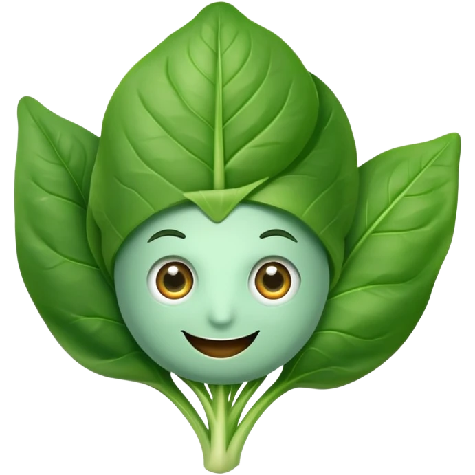 Spinach with eyes and smile without human face emoji