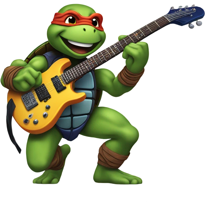 Ninja turtle playing electric guitar emoji