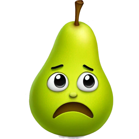 pear with sad face emoji