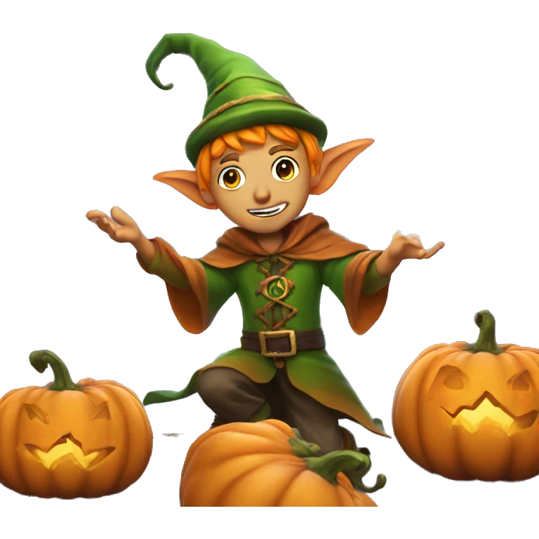 pumkin elf male casting a spell emoji
