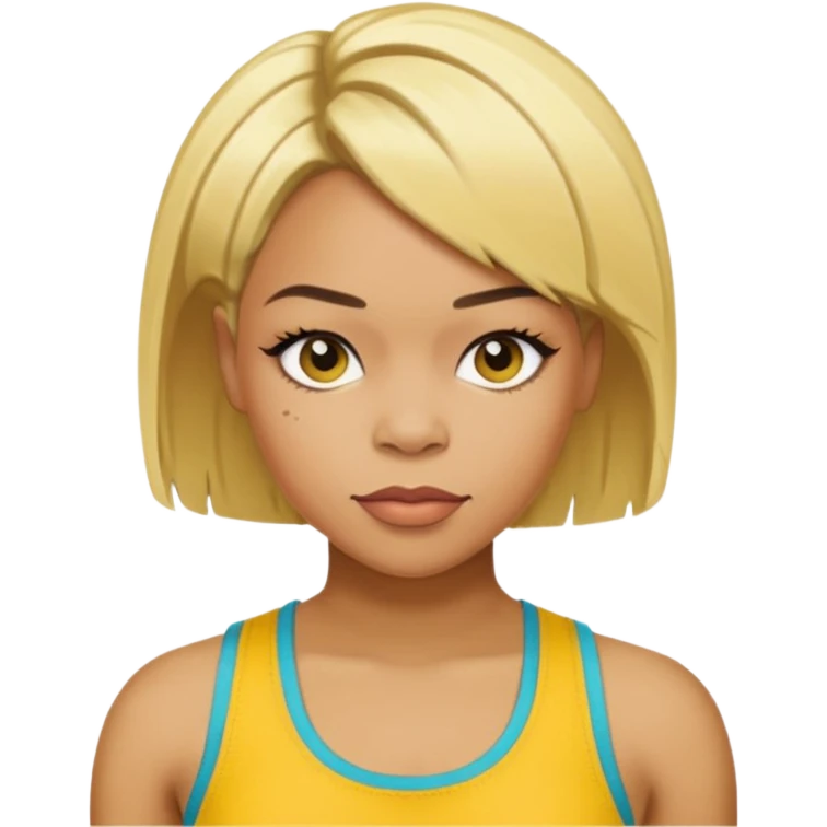 Tionne T-Boz Watkins short blonde hair, yellow tank top emoji