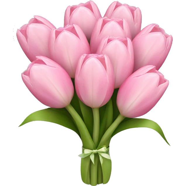 Pastel pink tulip bouquet with bow emoji