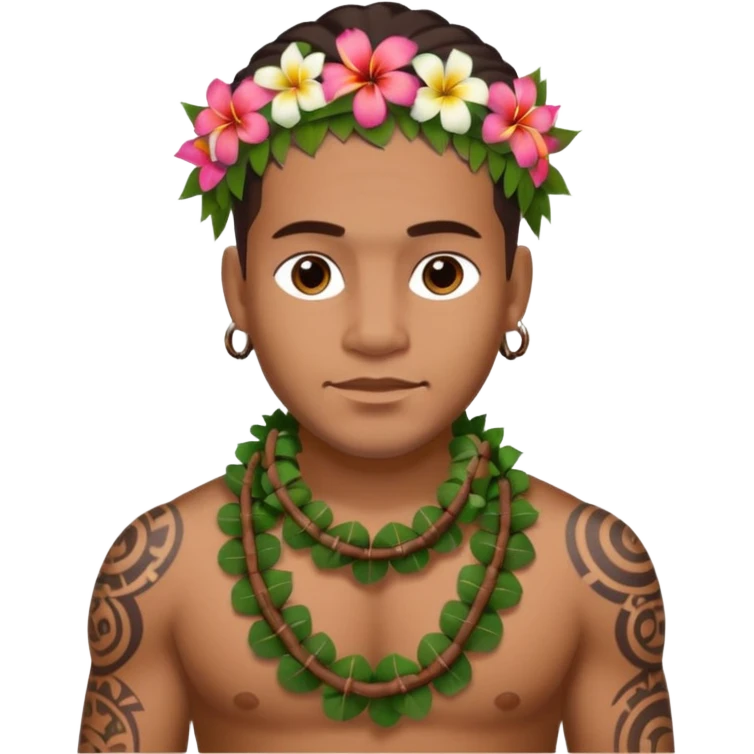 Hawaiian Polynesian male with tribal tattoo sleeve emoji