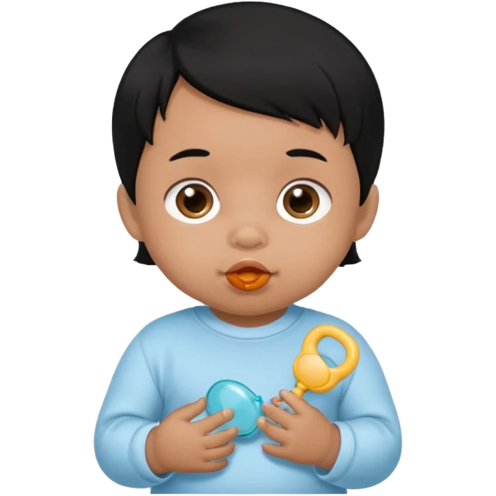 a black hair baby with pacifier emoji