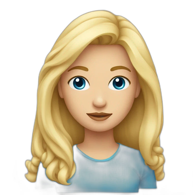 mujer rubia con pelo liso y ojos azules emoji