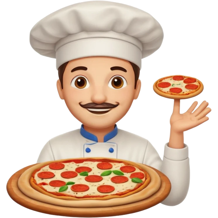smiling Italian chef spinning pizza dough emoji