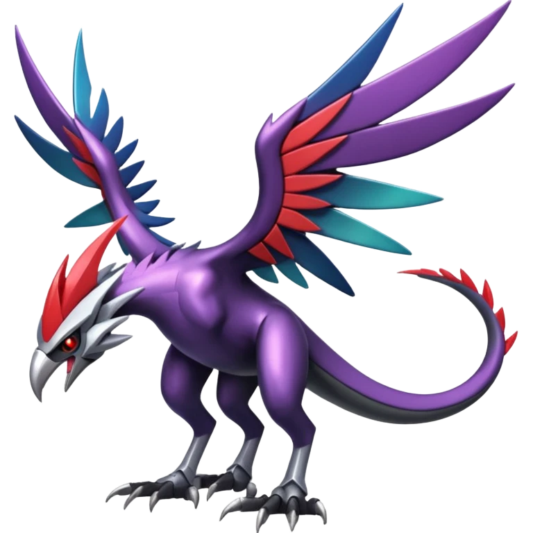 Futuristic Modern Shiny Metallic Alloy Cyber-Nargacuga-Noivern-Skarmory-fusion (full body) emoji