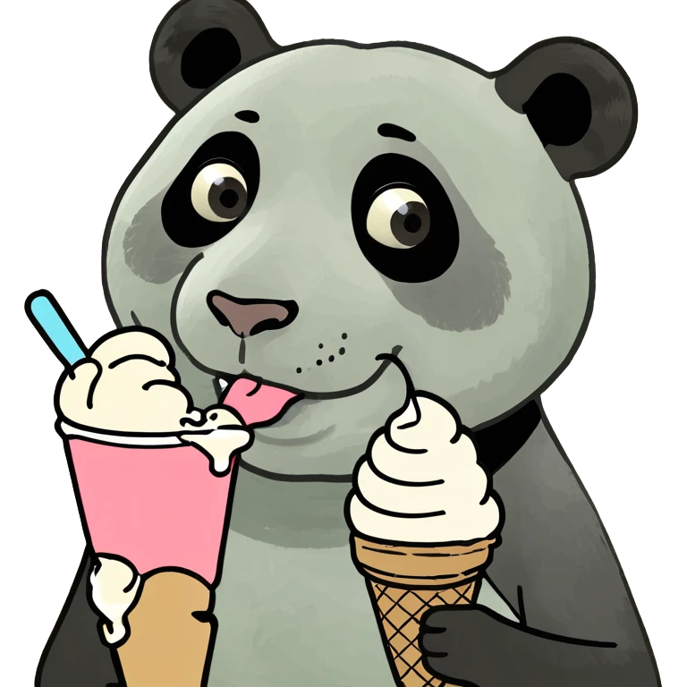 Panda eating ice cream emoji
