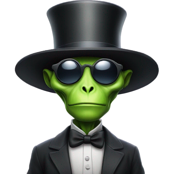Alien wearing sunglasses and top hat emoji
