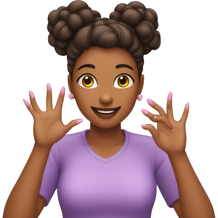 A girl showing her nails happily  emoji