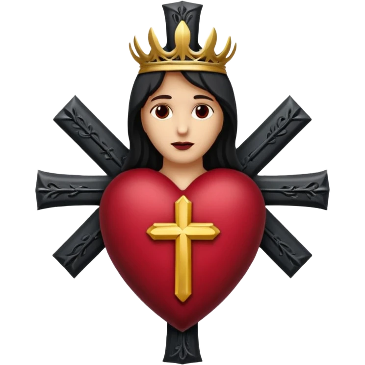 Black and maroon Sacred heart with cross emoji