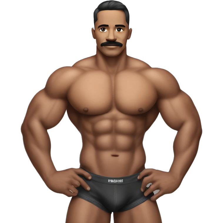 gay bodybuilder with mustache in jock underwear realistic emoji