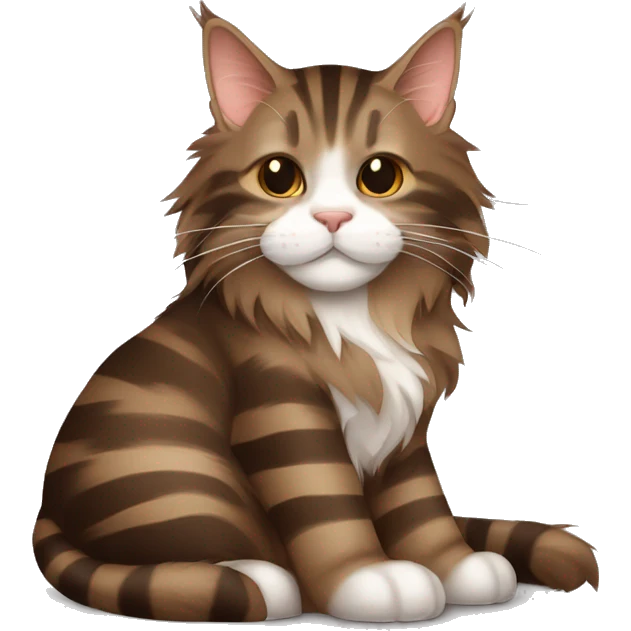 Sleeping cat Maine coon dark brown and light brown stripes emoji