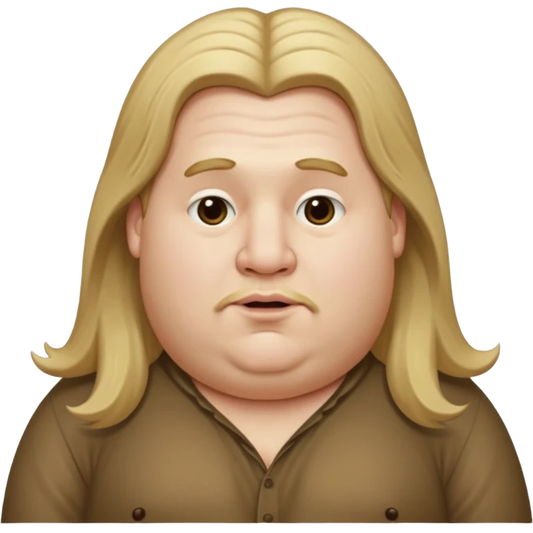 white boy fat with long dirty blond hair with big lips and long nose with super fat neck and big ears with long arms and fat body  emoji
