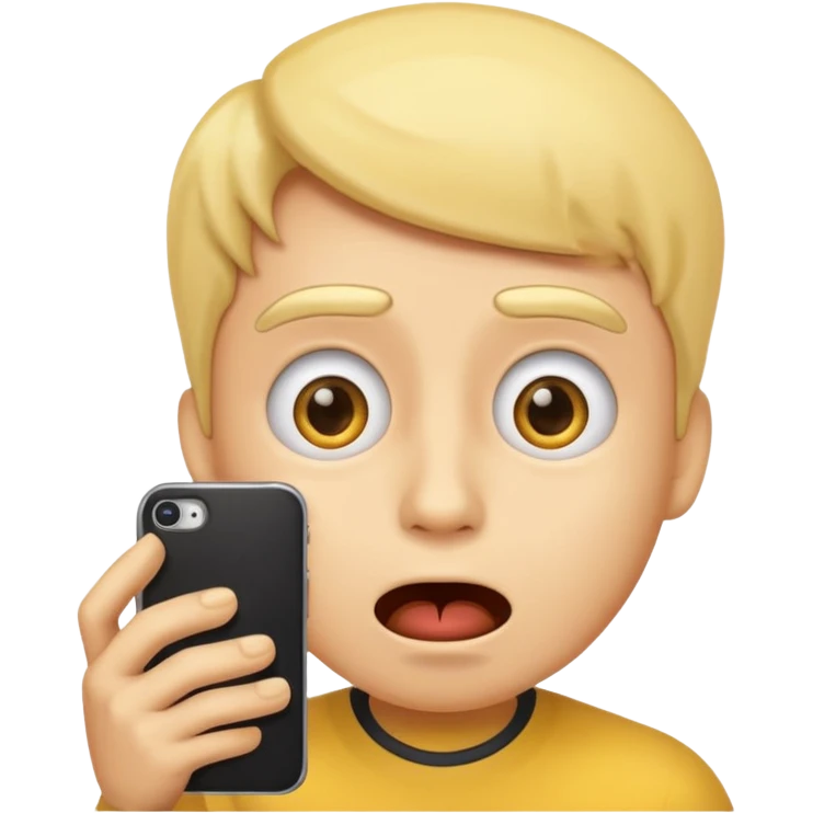 Emoji surprised while looking at his own phone emoji