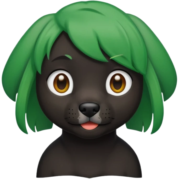 green haired black dog  emoji