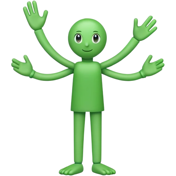 Color green number two with light green arms and legs emoji