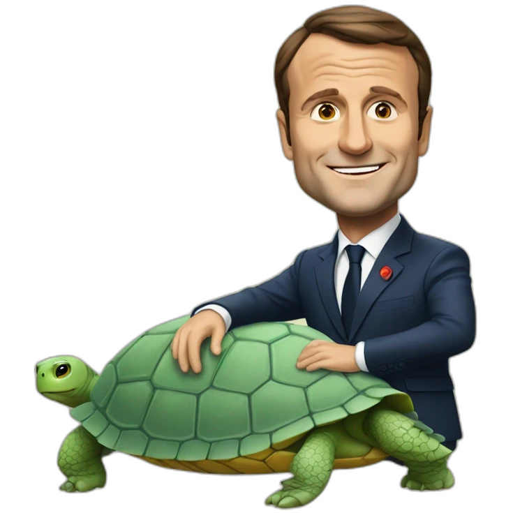 Macron sur tortue emoji