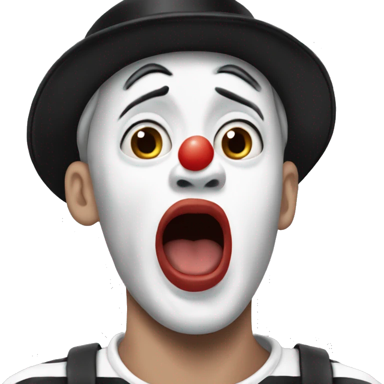 photorealistic The French Mime is in shocked emoji