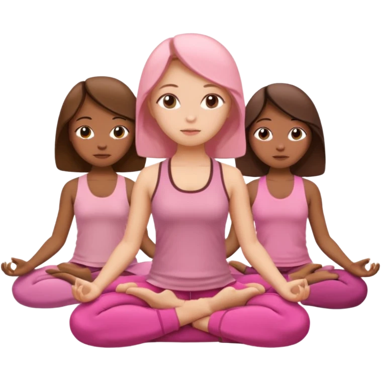 3 girls meditating dressing pink and brown clothers emoji