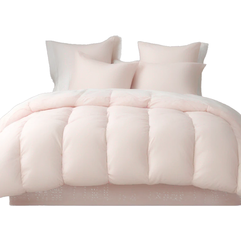 Pale pink comforter and white pillows on bed emoji
