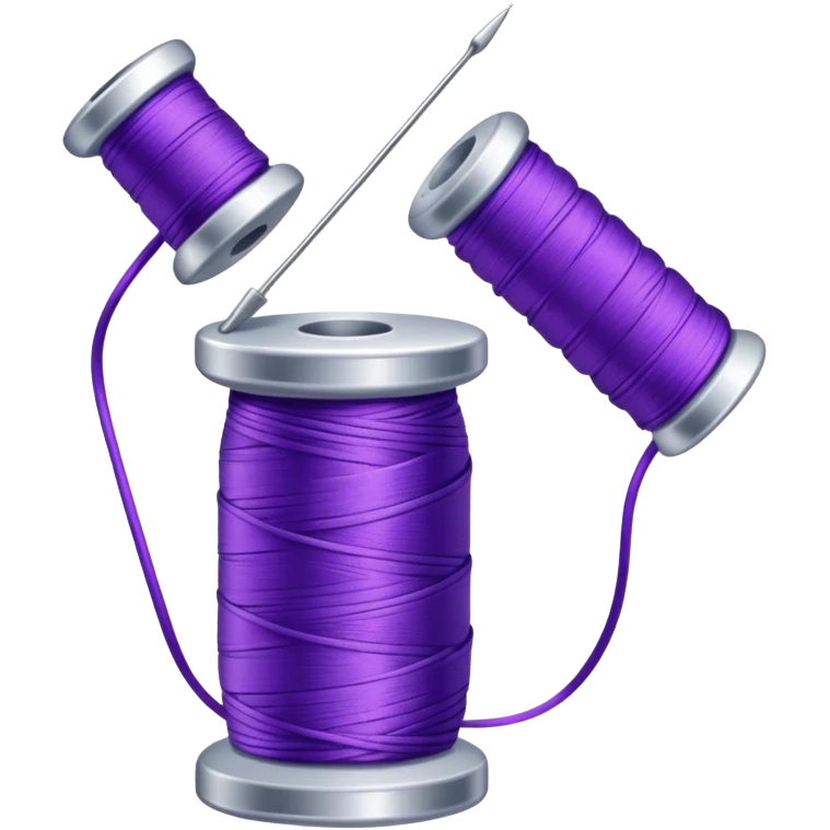 Needle and spool of purple thread emoji