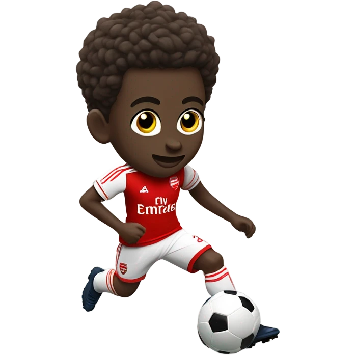 Cute, dribbling Bukayo Saka with red arsenal uniform emoji
