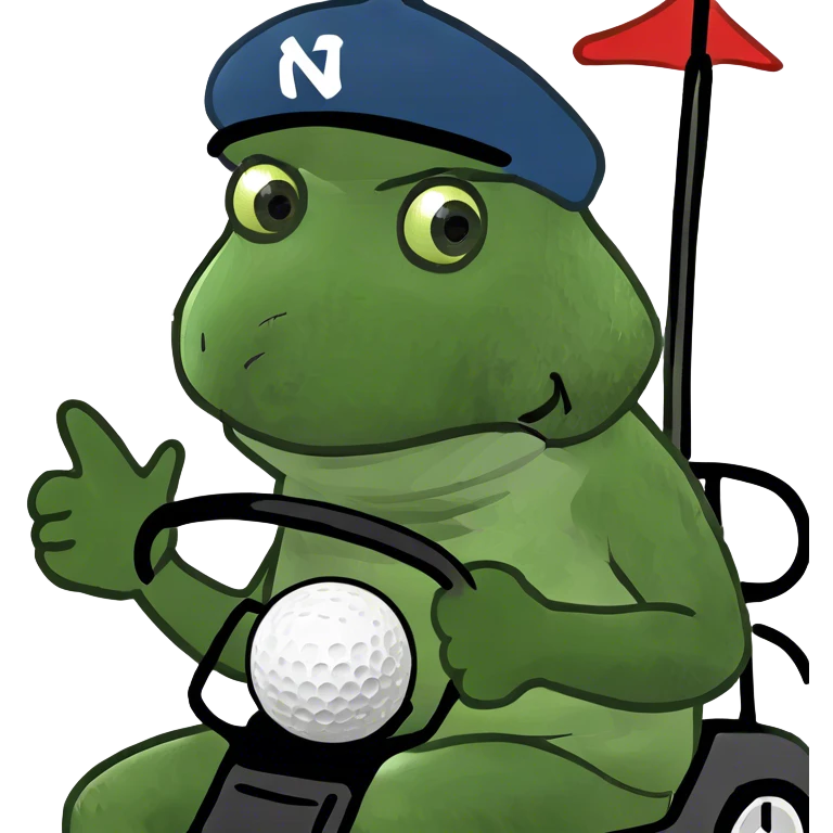 Bufo playing golf in a golf kart emoji