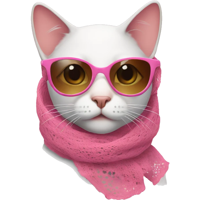 Cat with sunglasses and a pink lacy scarf around head emoji