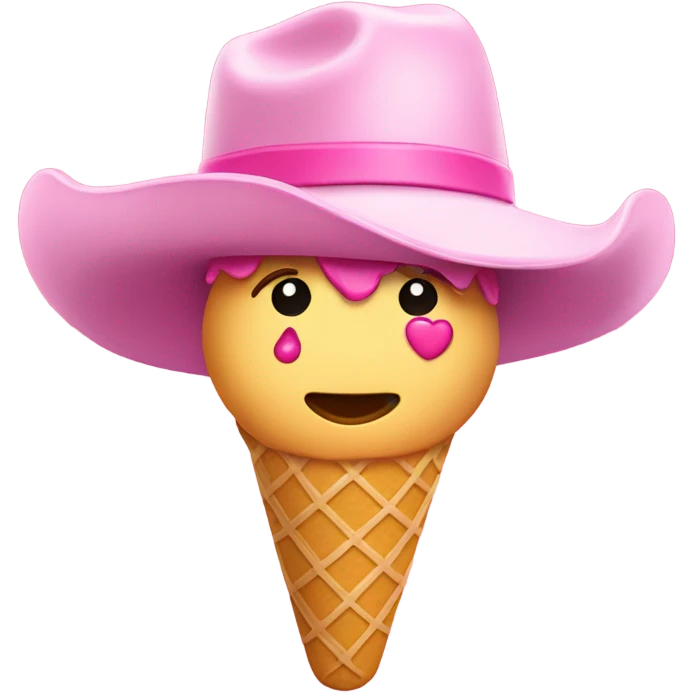 Ice cream with pink cowgirl hat emoji