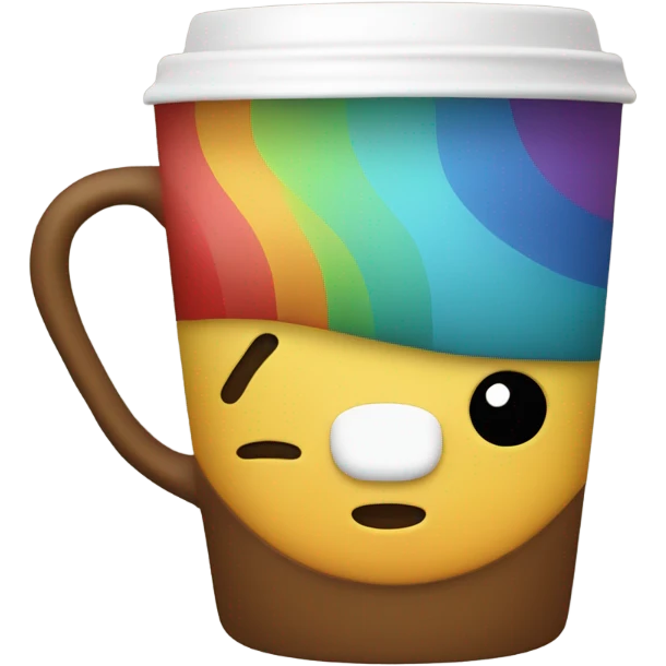 Caballito de mar tomando café arcoíris  emoji