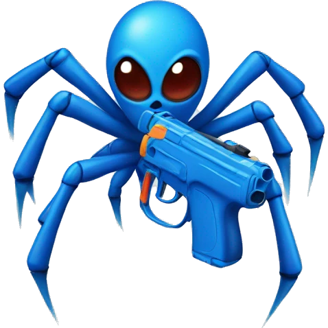 Spider with a water gun wearing a blue bandana  emoji