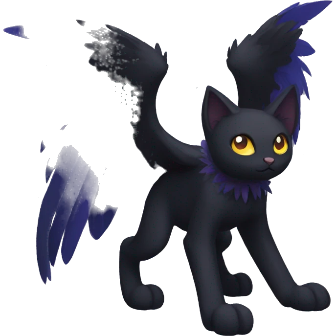 Black Cat Fakemon With Raven Head And Raven Wings emoji
