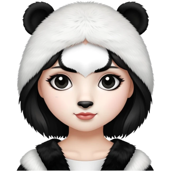 Girl wearing a panda head emoji