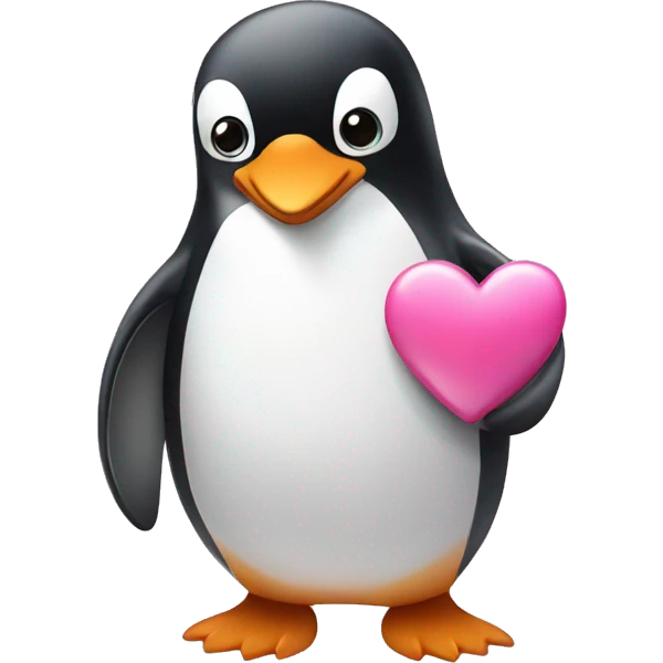 Penguin holding pink heart emoji