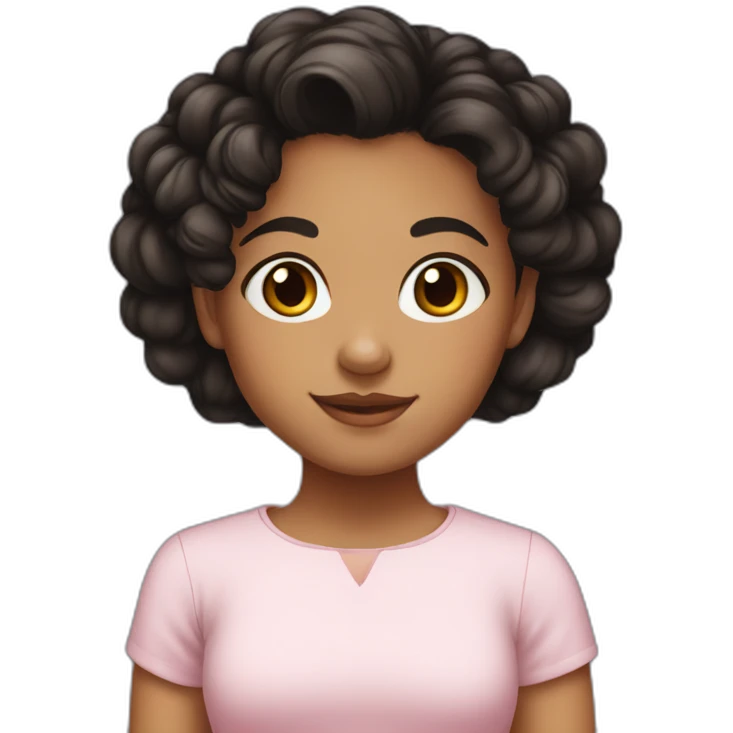 Child girl medium skin with black curly hair in a bun emoji