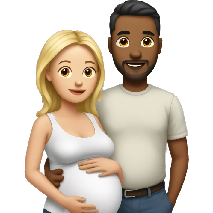 A pregnant woman with her husband  emoji
