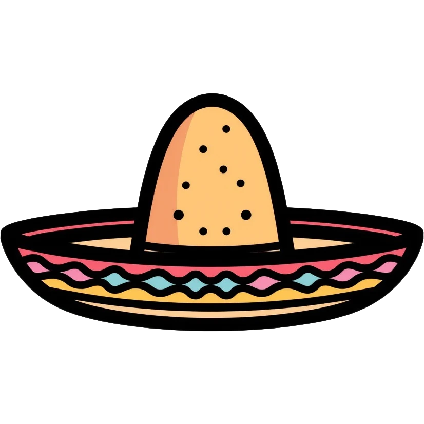 Mexican sombrero hat with decorative patterns emoji