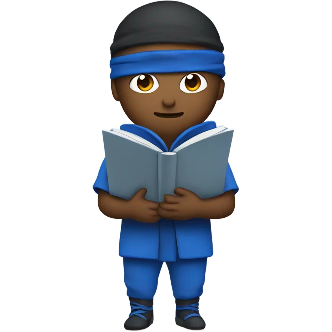 ninja reading book with blue clothes emoji
