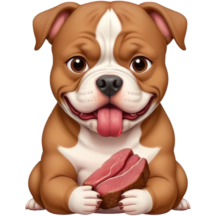American bully eats meat emoji