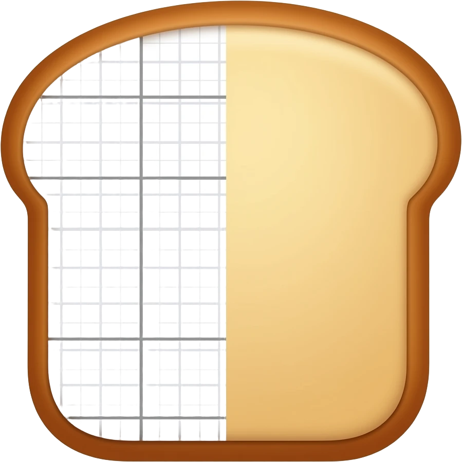 outline of half spreadsheet half loaf of bread on orange background emoji