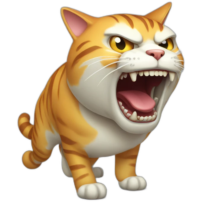 big fat cat screaming in terror body skull emoji