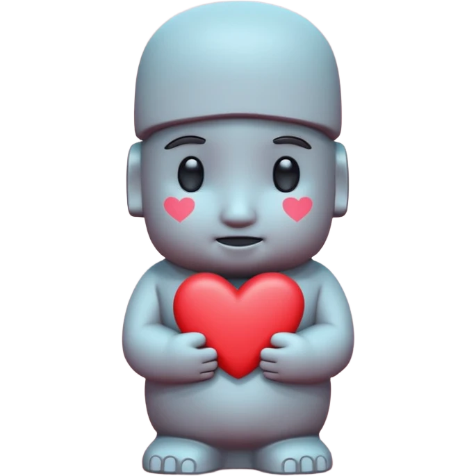 > Kawaii shy Moai statue, blushing, "👉🏻👈🏻" pose, pastel hearts, bold red text, chibi style, transparent background.
 emoji