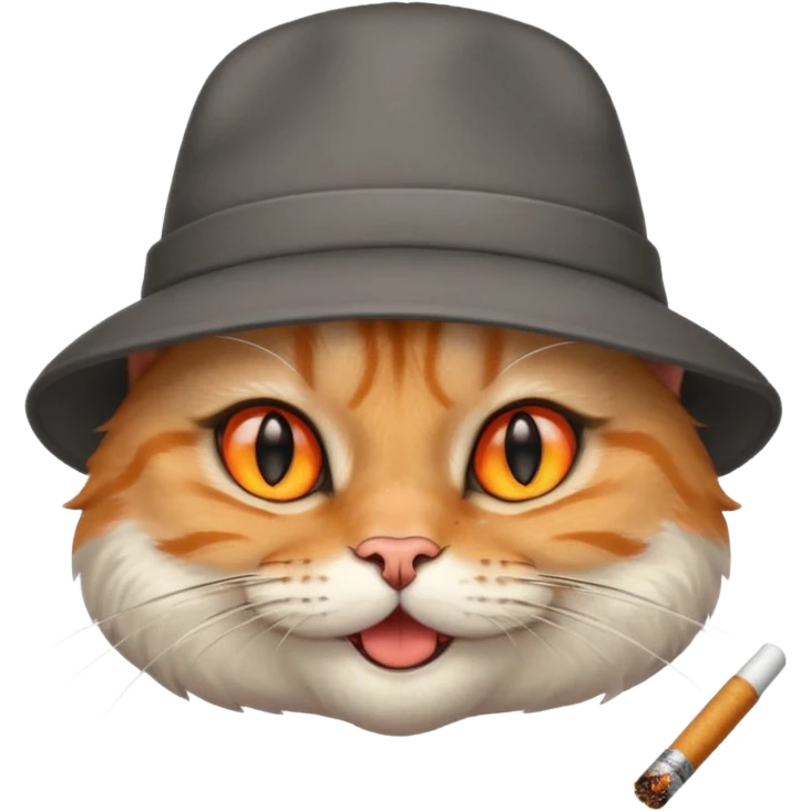 Smirking cat with cigarette and hat emoji